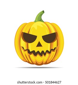 Happy halloween pumpkin with scary face vector isolated on white background