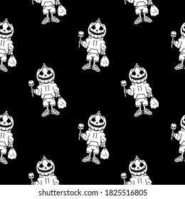 happy Halloween pumpkin seamless pattern