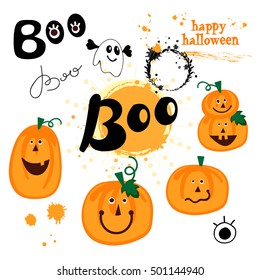 Happy halloween pumpkin set.