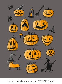 Happy halloween, pumpkin set for your design