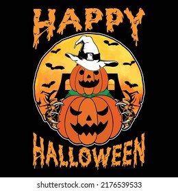 Happy Halloween Pumpkin Shirt, Halloween Vintage Sun Shirt, Scary Sunset Shirt Print Template