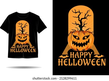 Happy halloween pumpkin silhouette t shirt design