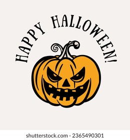 Happy Halloween Pumpkin Smile Face Silhouette Icon Holiday Greeting Card Print Vector Design
