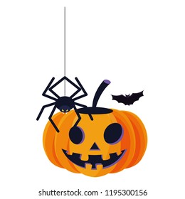happy halloween pumpkin with spider