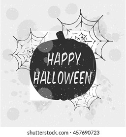 happy halloween. pumpkin with spider web. 