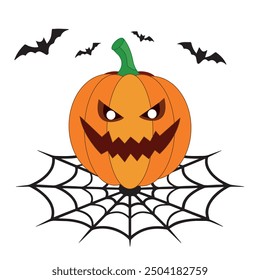 Happy Halloween. Pumpkin is a symbol of the holiday. Clip art in hand drawn style. Mystical creative modern aesthetic doodle elements. Abstract flat vector illustration. on a white background