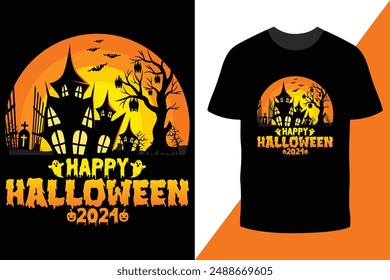 Happy Halloween With Pumpkin  Halloween tee, Halloween vector art, T-shirt Design October 31 t-shirt design template.