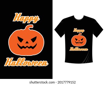 Happy Halloween Pumpkin T-Shirt Design vector template 2021 2022. Happy Halloween t-shirt design template easy to print all-purpose for men, women, and children
