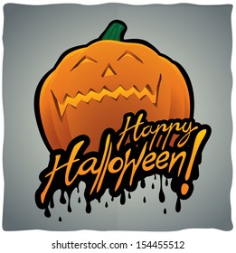 Happy Halloween and pumpkin vector 
