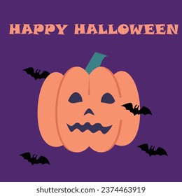 Happy Halloween pumpkin vector art.