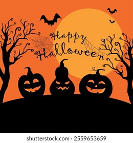 Happy Halloween With Pumpkin Vector Design.