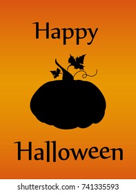 Happy Halloween with pumpkin! Vector. Greeting card or invitation for a holiday or party.