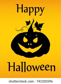 Happy Halloween with pumpkin! Vector. Greeting card or invitation for a holiday or party.