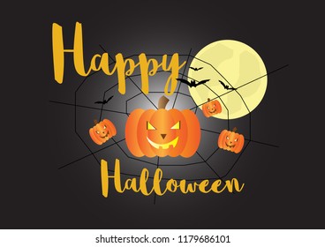 Happy halloween with pumpkin, vector illustration