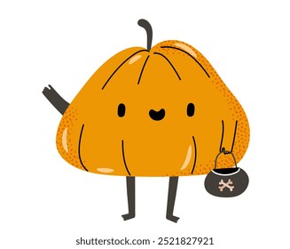 Happy Halloween pumpkin waving Hello