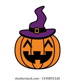 happy halloween pumpkin with witch hat