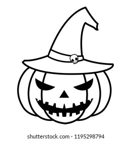 happy halloween pumpkin with witch hat