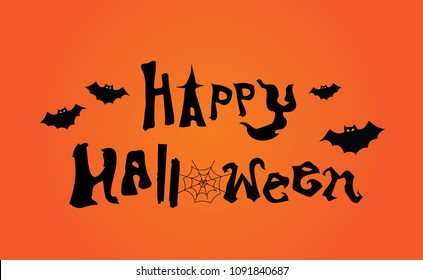 Happy Halloween pumpkins, bats, dark castle and other elements vector background illustration.