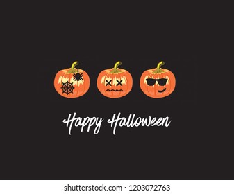 Happy Halloween pumpkins emotions face