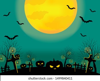 Happy Halloween Vector Landscape Illustration Haunted Stock Vector ...