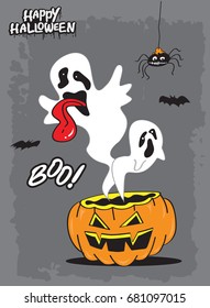 Happy Halloween pumpkins ghost