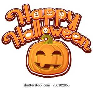 Happy Halloween! Halloween Pumpkins and holiday calligraphy greeting. Vector illustration.