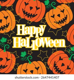 Happy Halloween with pumpkins and lettering