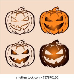 Happy Halloween Pumpkins Logo Vector