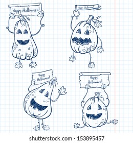 Happy Halloween pumpkins set