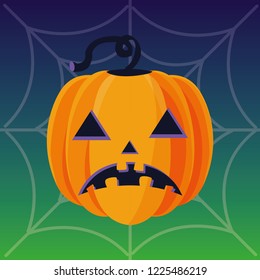 happy halloween pumpkins with spiderweb