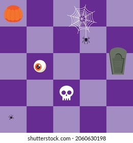 Happy Halloween Purple Checkerboard Background