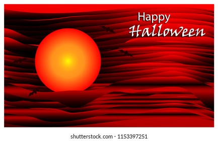 Happy Halloween with red background. vector illustrator
