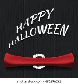 Happy Halloween. Red napkin. Vector Illustration. 