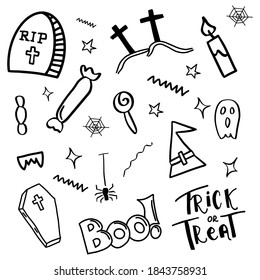 Happy Halloween, Halloween related background, spooky and creepy, doodles, hand drawn, handmade yet joyful backgrounds, trick or treat, happiness EPS Vector