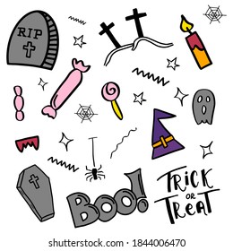 Happy Halloween, Halloween related background, spooky and creepy, doodles, hand drawn, handmade yet joyful backgrounds, trick or treat, happiness EPS Vector