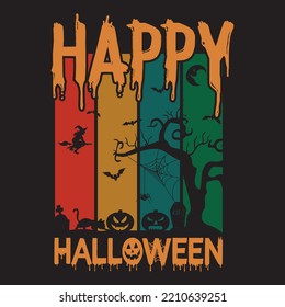 Happy Halloween retro t-shirt design and vintage  