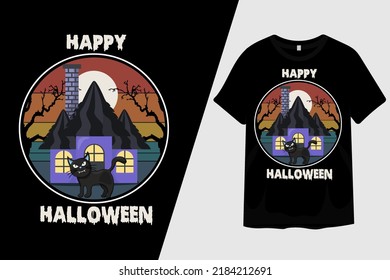 Happy Halloween Retro Vintage T Shirt Design
