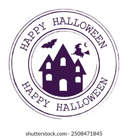 Happy Halloween Round Rubber Postal Stamp