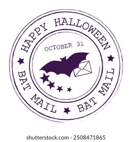 Happy Halloween Round Rubber Postal Stamp