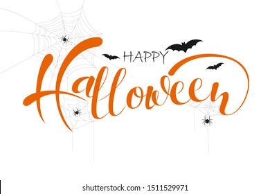 Happy Halloween sale banners or party invitation background.Vector illustration .calligraphy of "halloween"