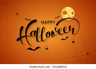 Happy Halloween sale banners or party invitation background.Vector illustration .calligraphy of "halloween"