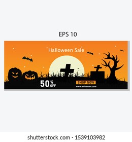 Happy Halloween sale banners or party invitation background.