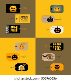 Happy Halloween. Sale Coupon, Voucher And Tag. Vector Illustration.