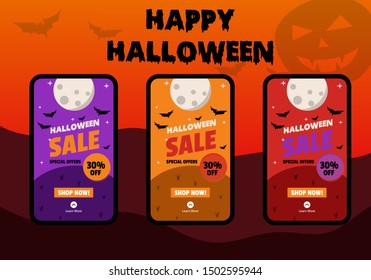 Happy halloween Sale design vector. Flash sale. Banner  