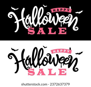 Happy Halloween sale logo vector illustration