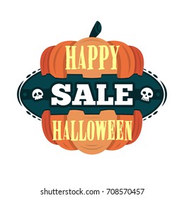 Happy Halloween Sale offer design template. Vector illustration with separated pumpkin and title. Isolated illustration