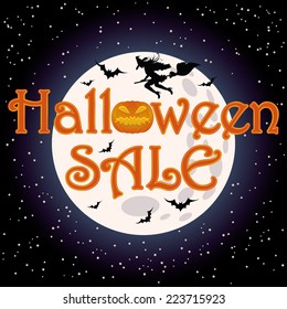 Happy Halloween sale shopping background, vector illustration