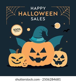 Happy Halloween Sales vector Facebook Post Design