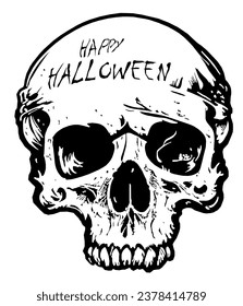 Happy Halloween Scary Black Skull