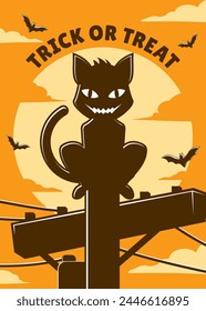 Happy halloween scary cat cartoon vector illustration